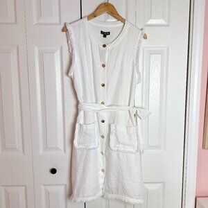 NWT J. Crew Raw-hem mini shirtdress in linen